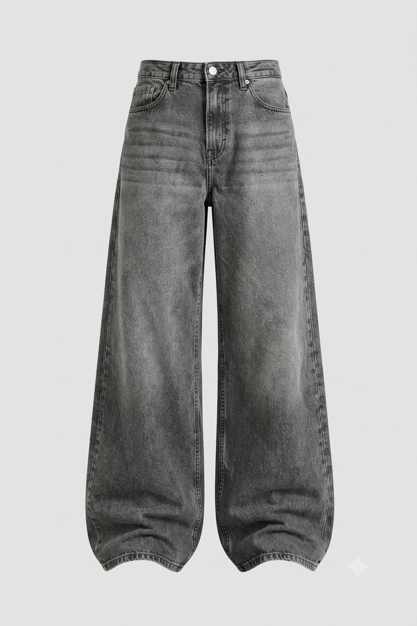 Charcoal Monogram Wide-Leg Jeans — view 3