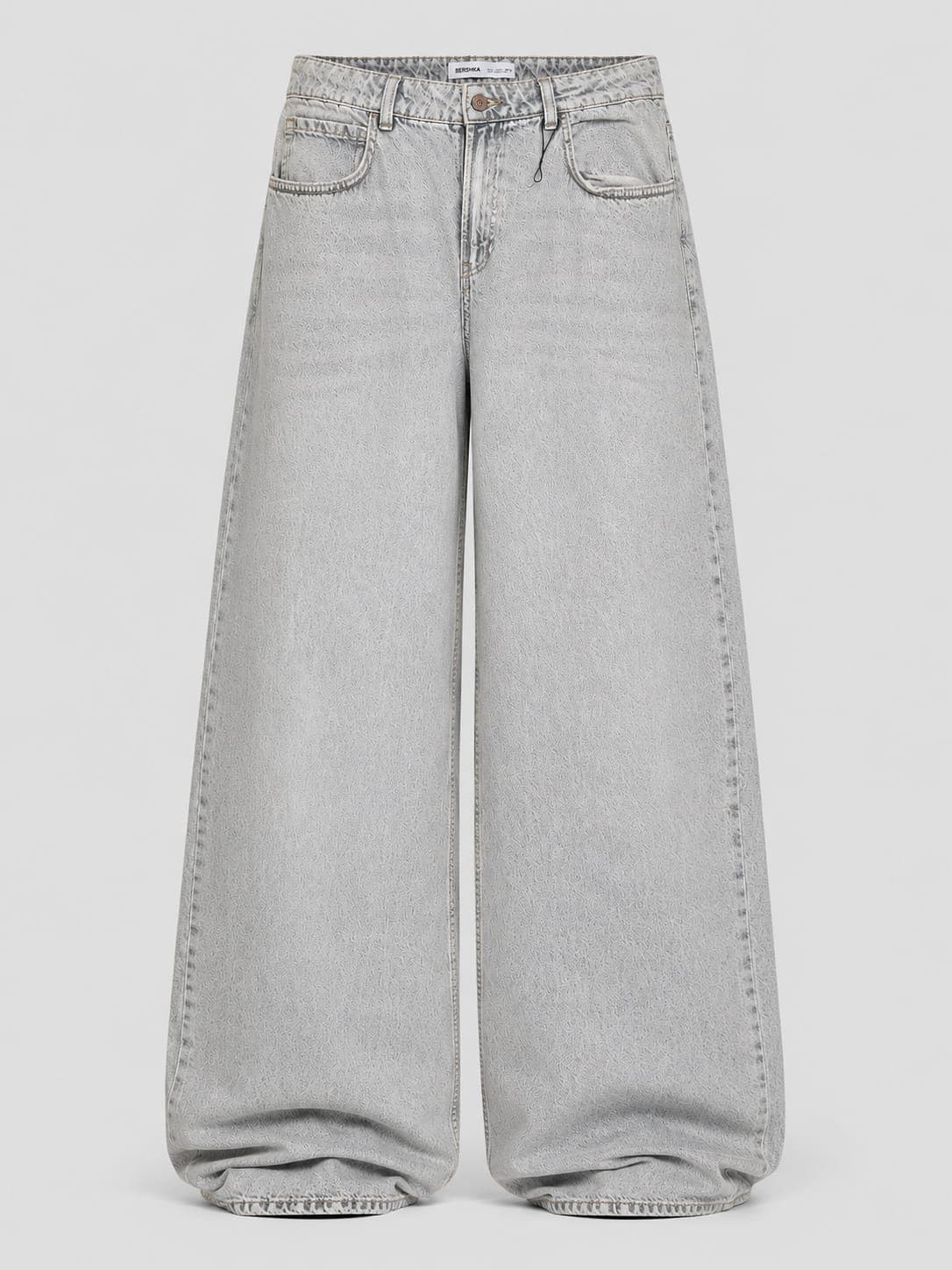 Pale Grey Monogram Wide-Leg Jeans — view 3