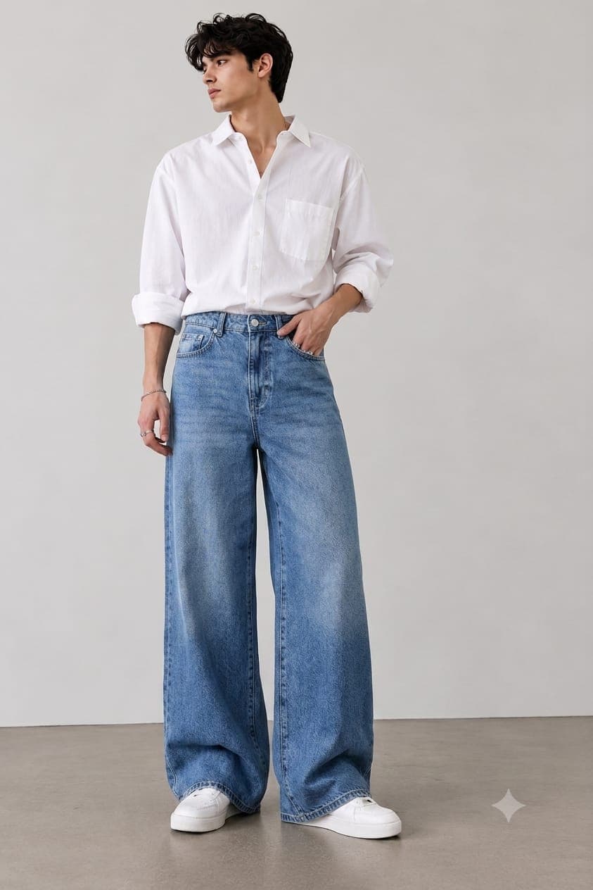 Light Wash Wide-Leg Jeans
