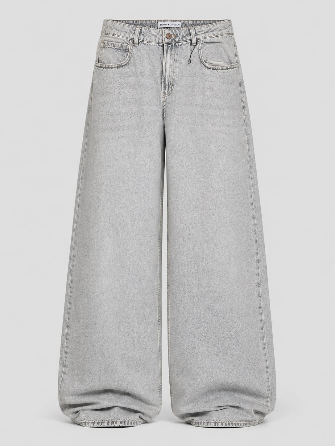 Detail — pale grey monogram jacquard denim