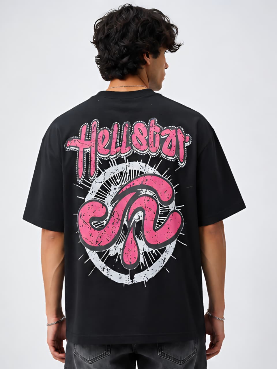 Look 03 — Hellstar Records oversized tee, back print
